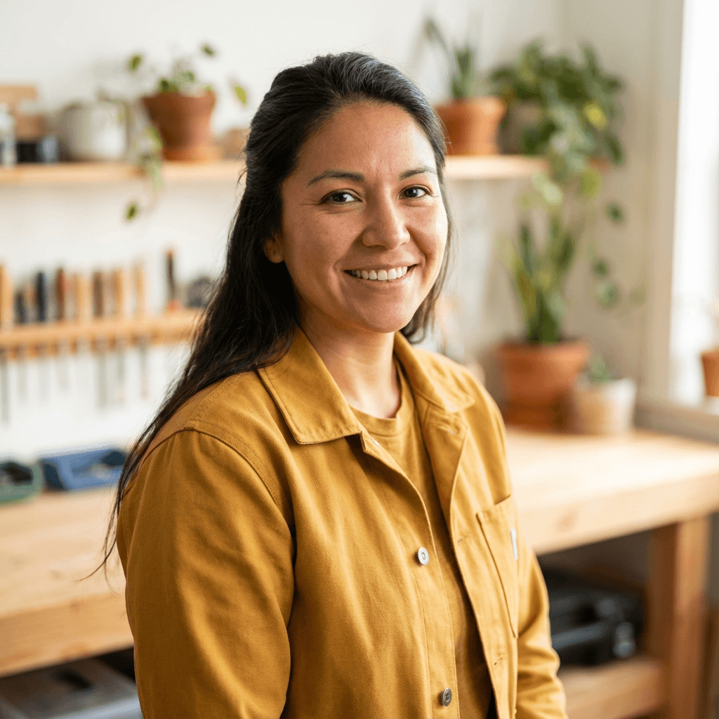 Sarah Johnson with handcrafted Crown&Glory soap