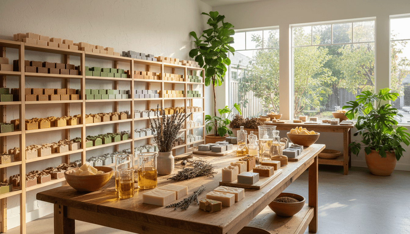 Soap-making studio with natural light