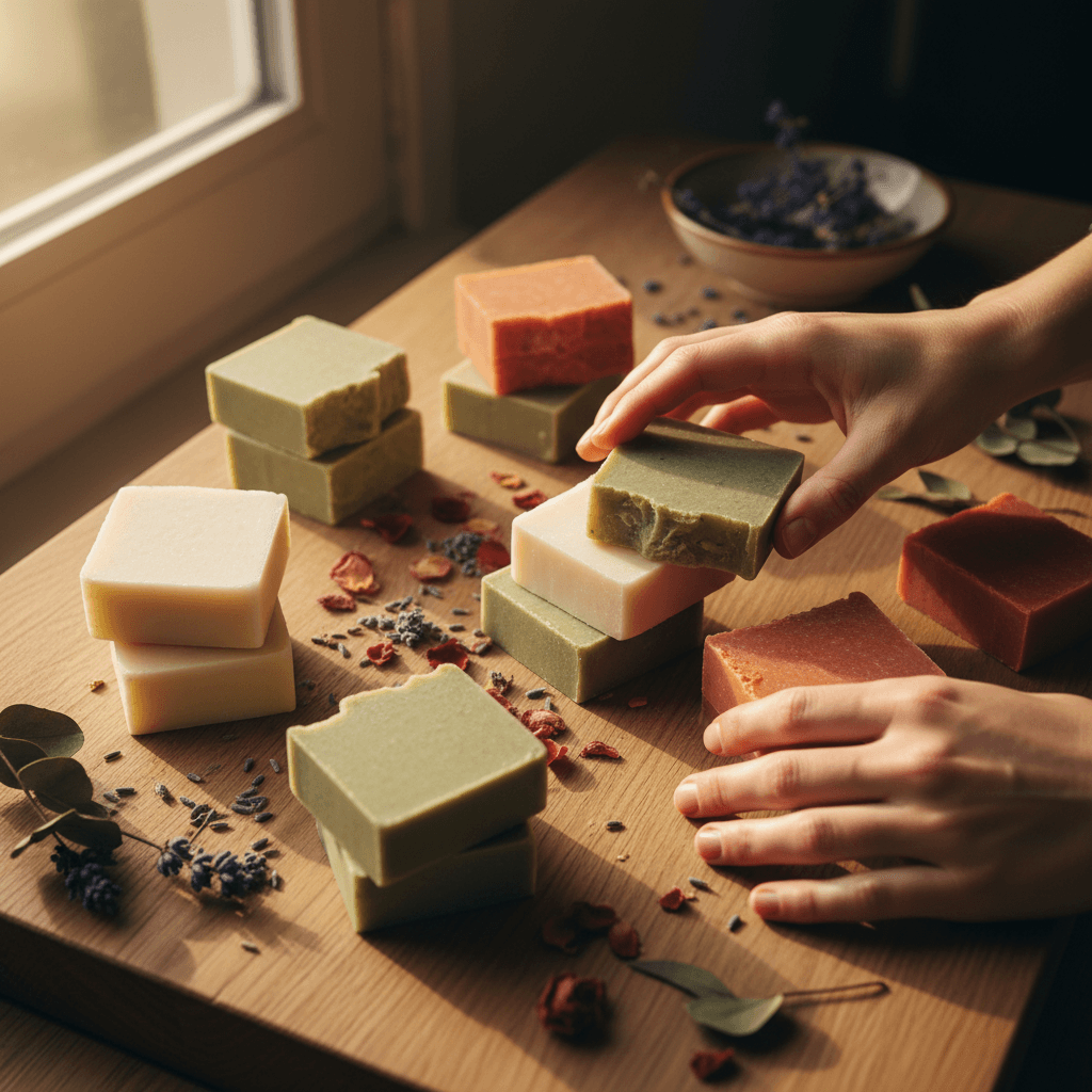Custom soaps displayed at a wedding event