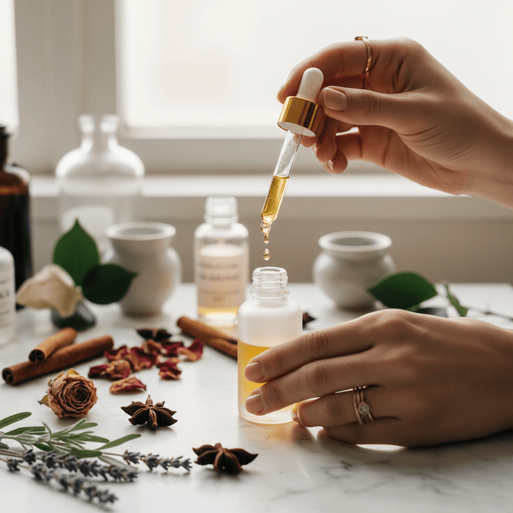 Essential oil bottles for custom soap scents